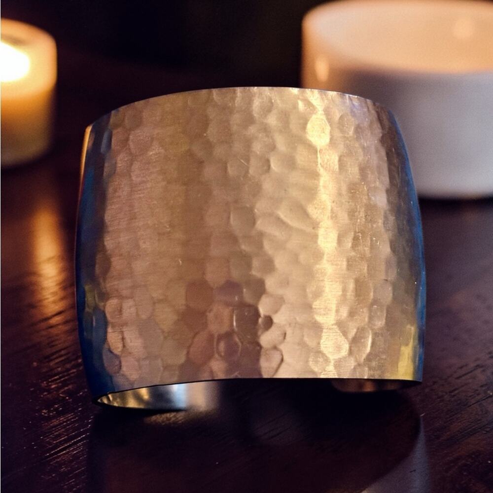 The Marisol Cuff — Vintage Wide Hammered Gold Statement Open Cuff Bracelet